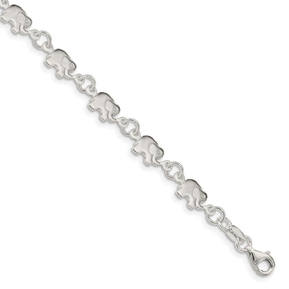 7.5 Zoll Sterlingsilber Poliert Elefant Armband