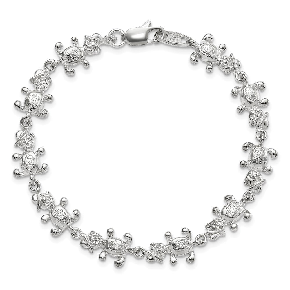 7 Zoll Sterlingsilber Poliert Bears mit Hats Armband