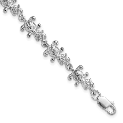 7 Zoll Sterlingsilber Poliert Bears mit Hats Armband