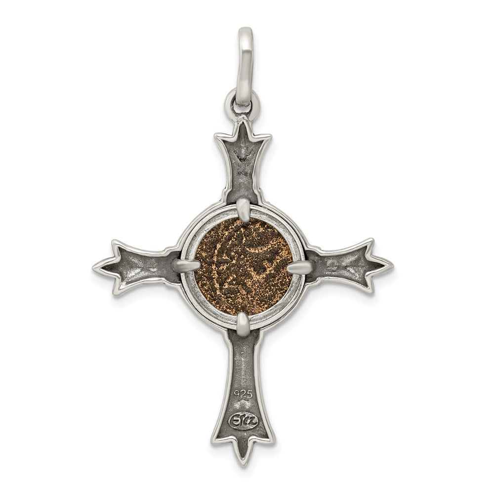 Sterlingsilber Ancient Coins Antikisiert Widow Mite Münze Kreuz Anhänger