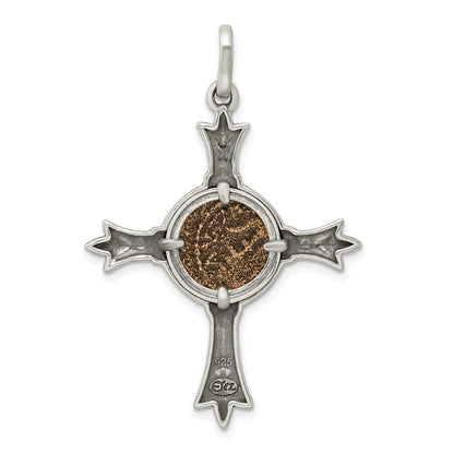 Sterlingsilber Ancient Coins Antikisiert Widow Mite Münze Kreuz Anhänger