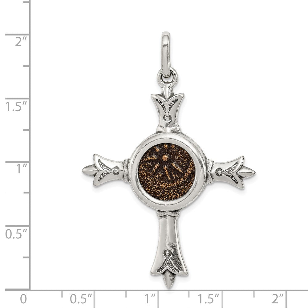 Sterlingsilber Ancient Coins Antikisiert Widow Mite Münze Kreuz Anhänger