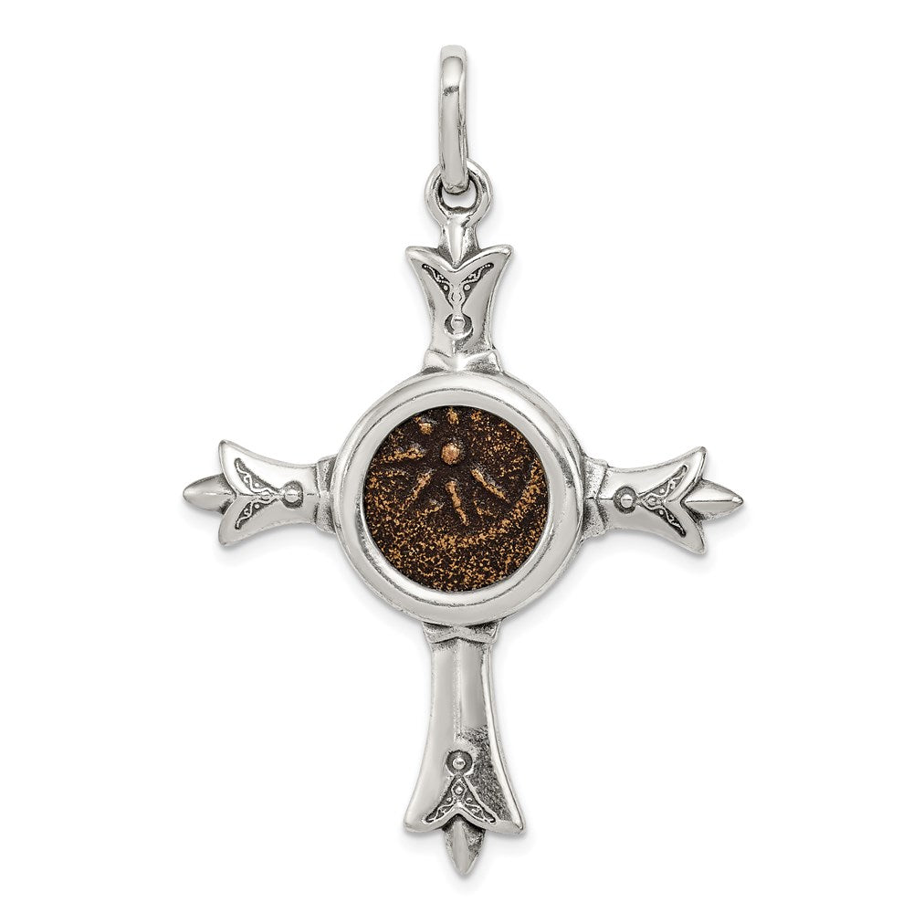 Sterlingsilber Ancient Coins Antikisiert Widow Mite Münze Kreuz Anhänger