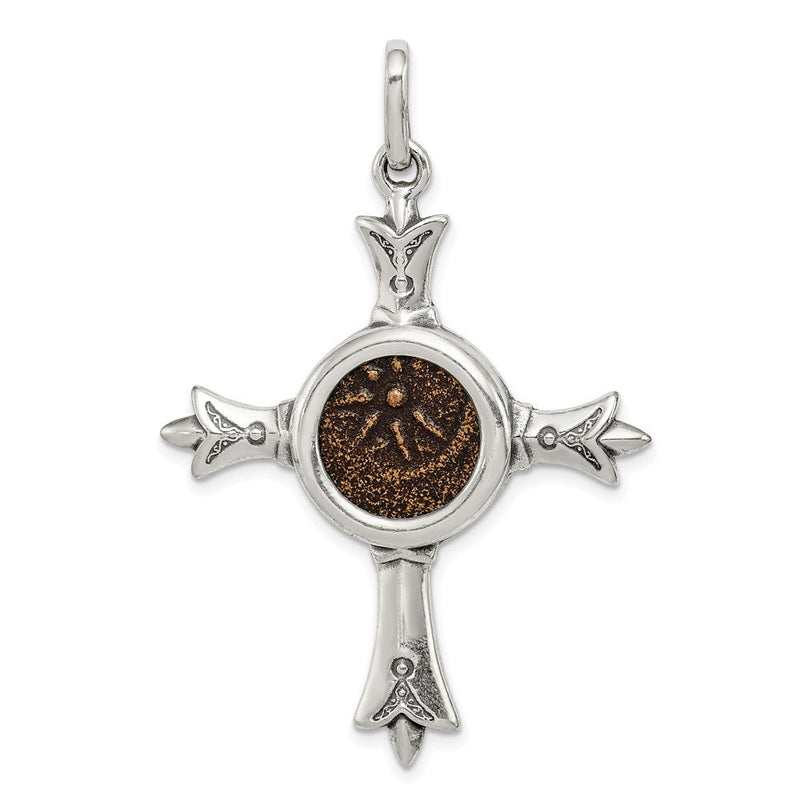 Sterlingsilber Ancient Coins Antikisiert Widow Mite Münze Kreuz Anhänger