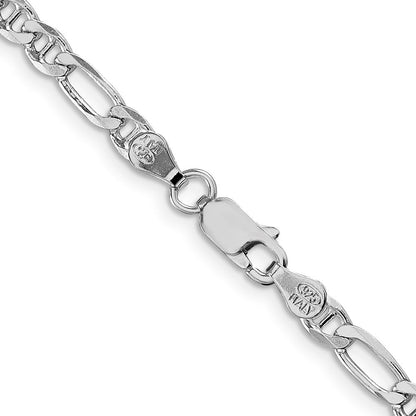Sterlingsilber Rhodiniert 3.75mm Figaro Anker Halskette
