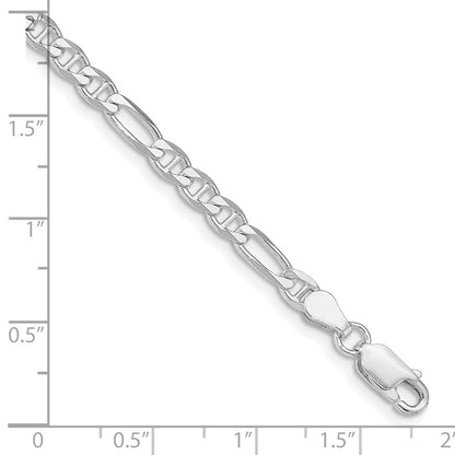 Sterlingsilber Rhodiniert 3.75mm Figaro Anker Gliederarmband