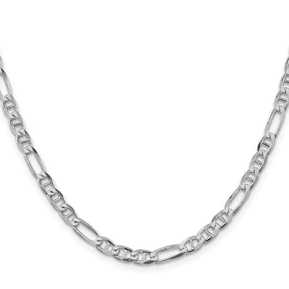 Sterlingsilber Rhodiniert 4.5mm Figaro Anker Halskette