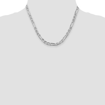 Sterlingsilber Rhodiniert 5.5mm Figaro Anker Halskette