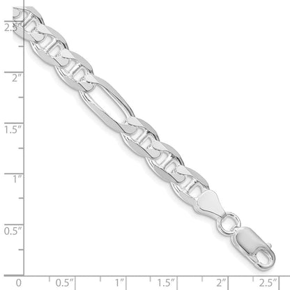 Sterlingsilber Rhodiniert 7.5mm Figaro Anker Gliederarmband