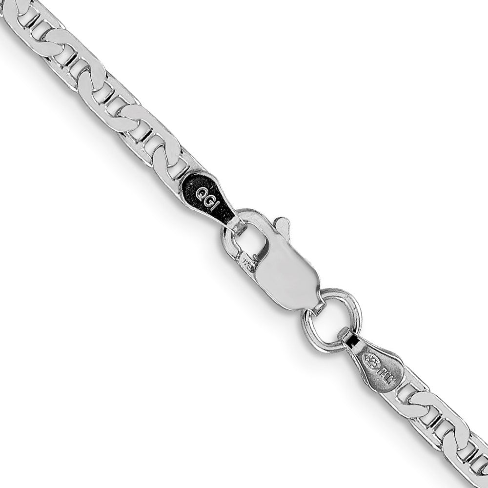 Sterlingsilber Rhodiniert 3mm Flach Anker Halskette