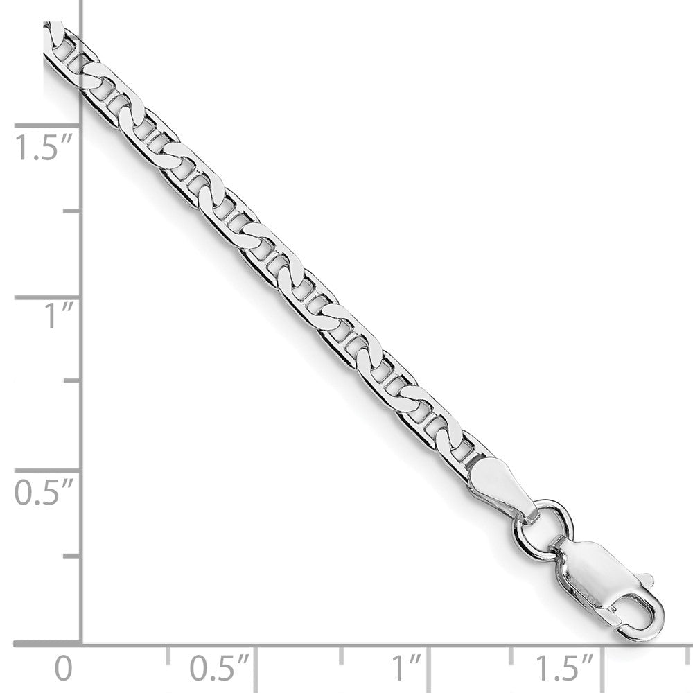 Sterlingsilber Rhodiniert 3mm Flach Anker Kette Fußkettchen