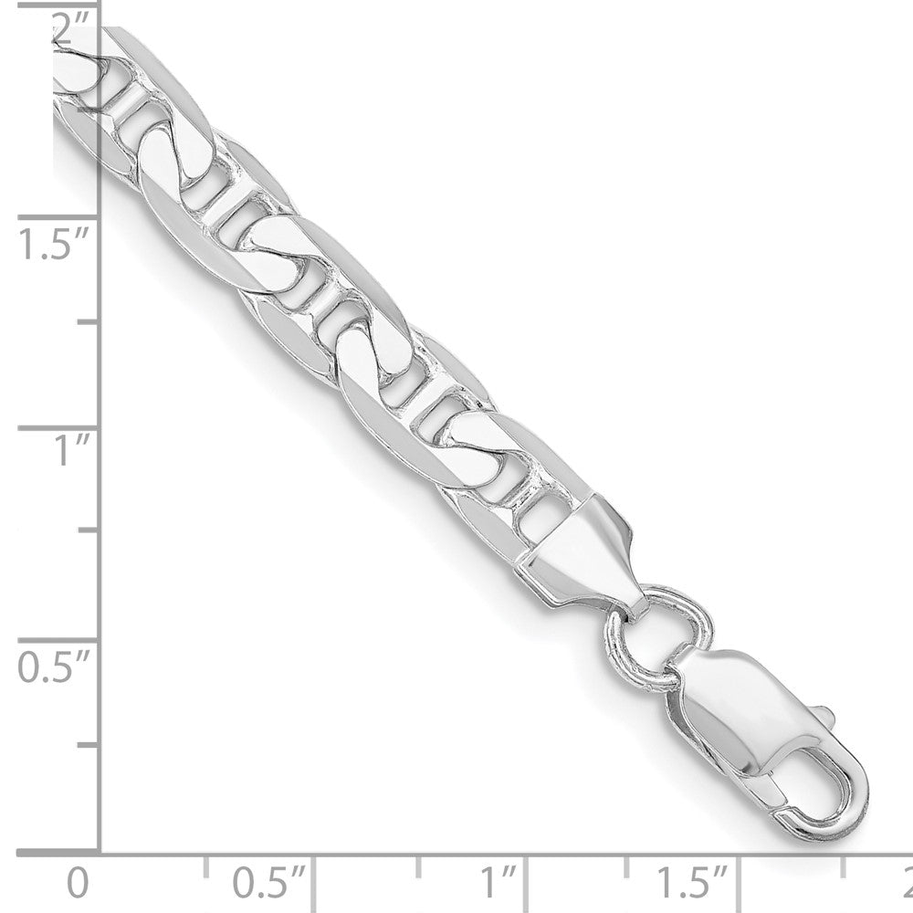 Sterlingsilber Rhodiniert 7mm Flach Anker Gliederarmband