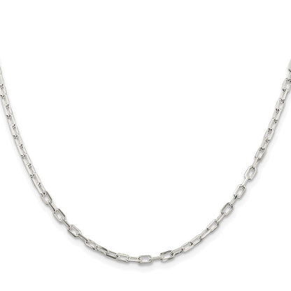 Sterlingsilber Rhodiniert 2.9mm Diamantiert Lang Glieder Ankerkette Kette