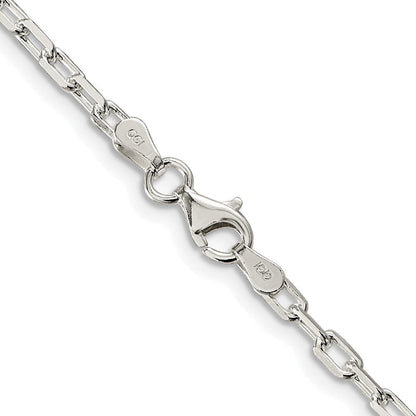 Sterlingsilber Rhodiniert 2.9mm Diamantiert Lang Glieder Ankerkette Kette