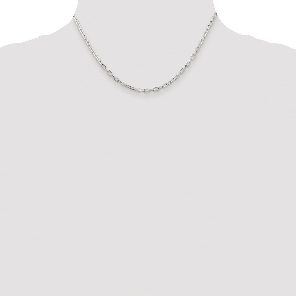 Sterlingsilber Rhodiniert 2.9mm Diamantiert Lang Glieder Ankerkette Kette