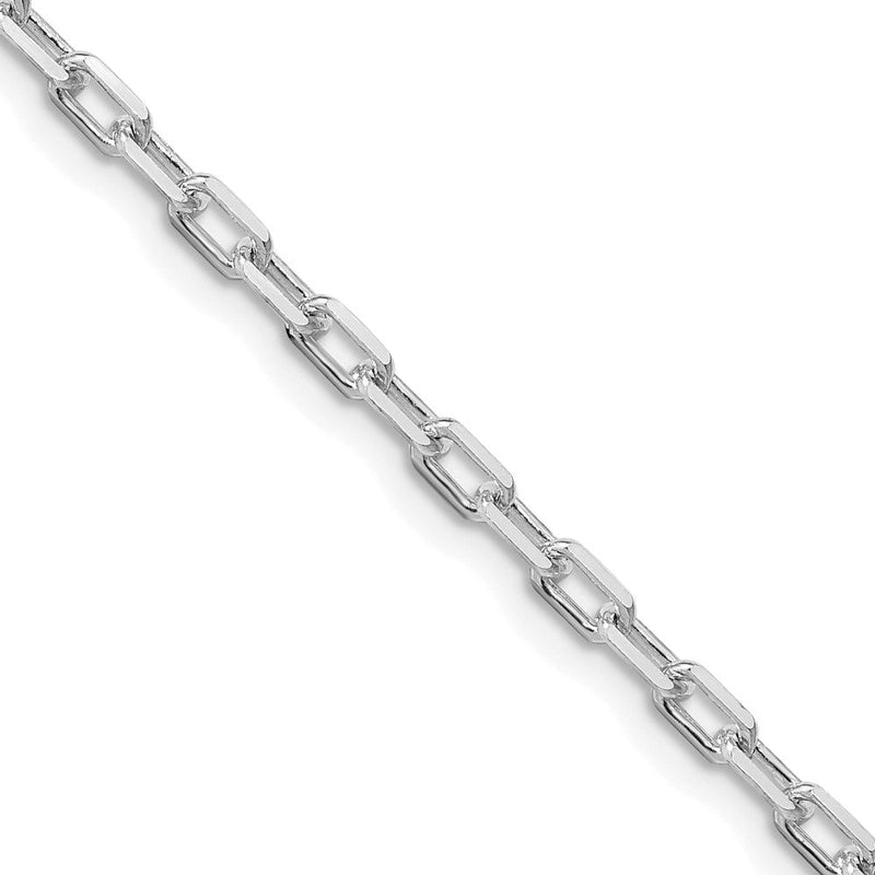 Sterlingsilber Rhodiniert 2.9mm Diamantiert Lang Glieder Ankerkette Kette