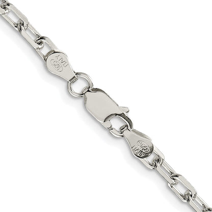 Sterlingsilber Rhodiniert 3.75mm Diamantiert Lang Glieder Ankerkette Kette