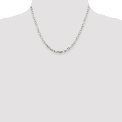 Sterlingsilber Rhodiniert 3.75mm Diamantiert Lang Glieder Ankerkette Kette