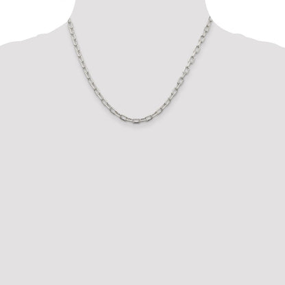 Sterlingsilber 4.5mm Diamantiert Lang Glieder Ankerkette Halskette