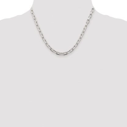 Sterlingsilber Rhodiniert 5.75mm Diamantiert Lang Glieder Ankerkette Kette