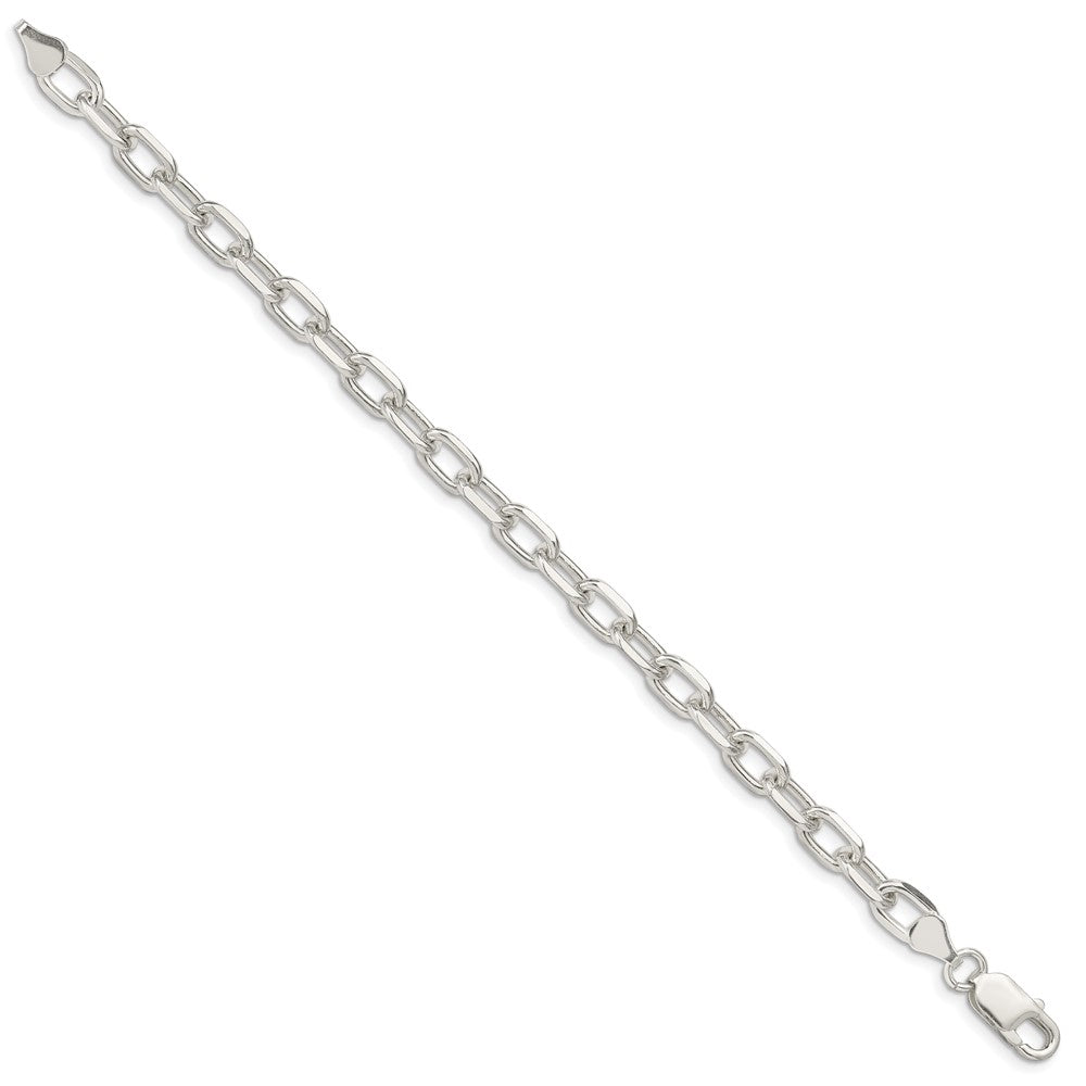 Sterlingsilber 6.65mm Diamantiert Lang Glieder Ankerkette Gliederarmband