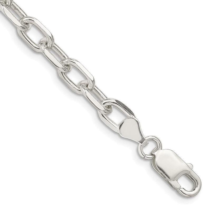 Sterlingsilber 6.65mm Diamantiert Lang Glieder Ankerkette Gliederarmband