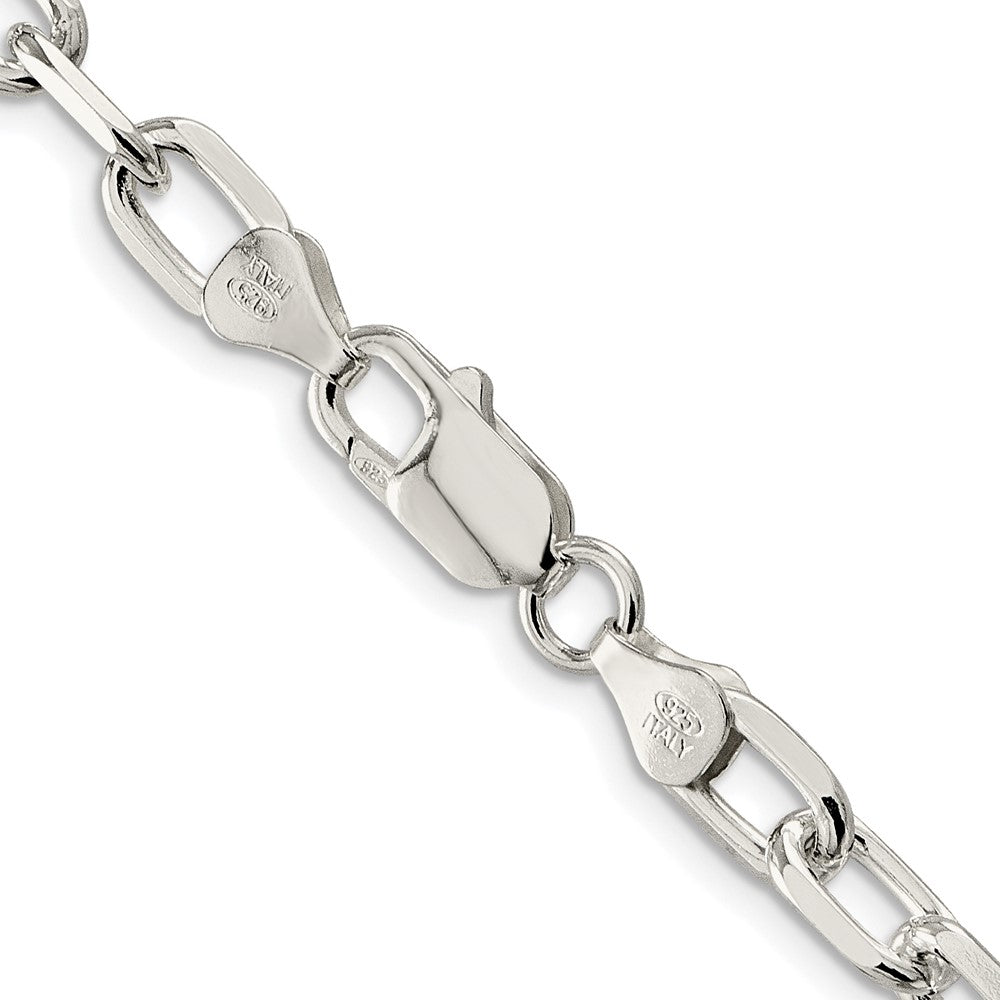 Sterlingsilber Rhodiniert 6.65mm Diamantiert Lang Glieder Ankerkette Kette