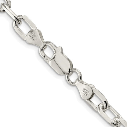 Sterlingsilber Rhodiniert 6.65mm Diamantiert Lang Glieder Ankerkette Kette