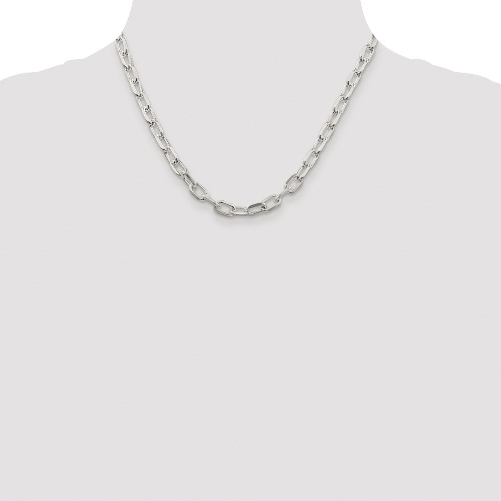 Sterlingsilber Rhodiniert 6.65mm Diamantiert Lang Glieder Ankerkette Kette