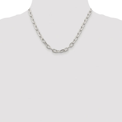 Sterlingsilber Rhodiniert 6.65mm Diamantiert Lang Glieder Ankerkette Kette