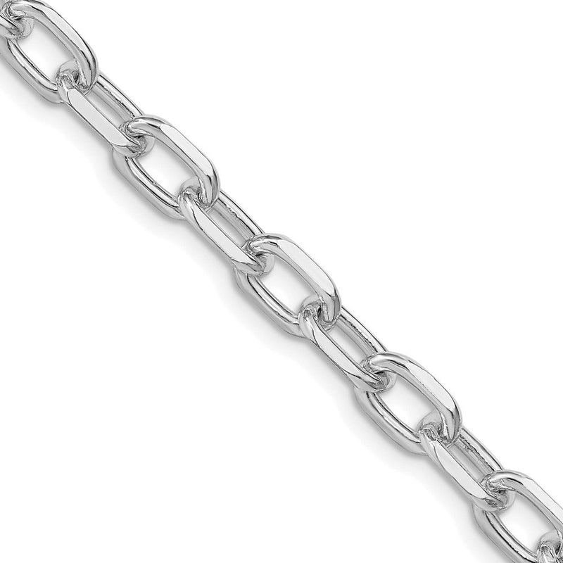 Sterlingsilber Rhodiniert 6.65mm Diamantiert Lang Glieder Ankerkette Kette