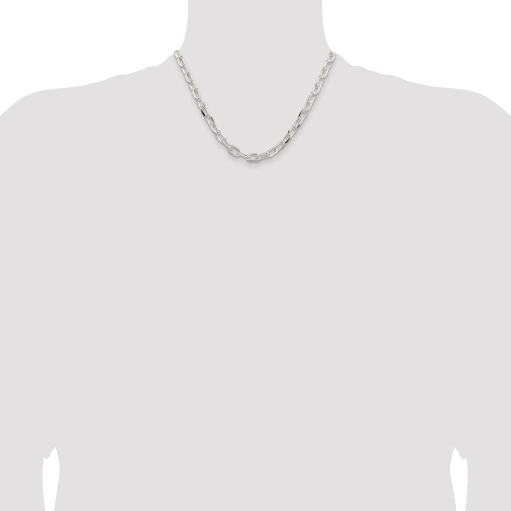 Sterlingsilber 7.5mm Diamantiert Lang Glieder Ankerkette Halskette