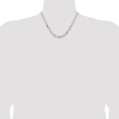 Sterlingsilber 7.5mm Diamantiert Lang Glieder Ankerkette Halskette