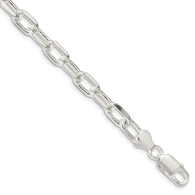 Sterlingsilber 7.5mm Diamantiert Lang Glieder Ankerkette Gliederarmband