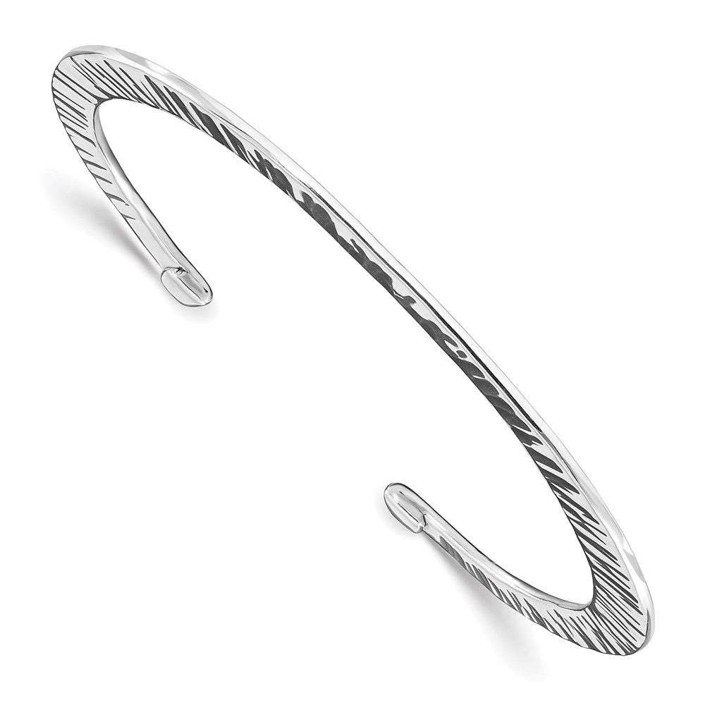 Sterlingsilber Poliert Gehämmert Offen Armreif
