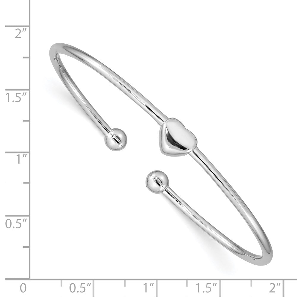 Sterlingsilber Rhodiniert Herz Manschette Armreif