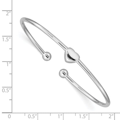 Sterlingsilber Rhodiniert Herz Manschette Armreif