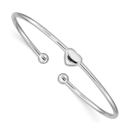 Sterlingsilber Rhodiniert Herz Manschette Armreif