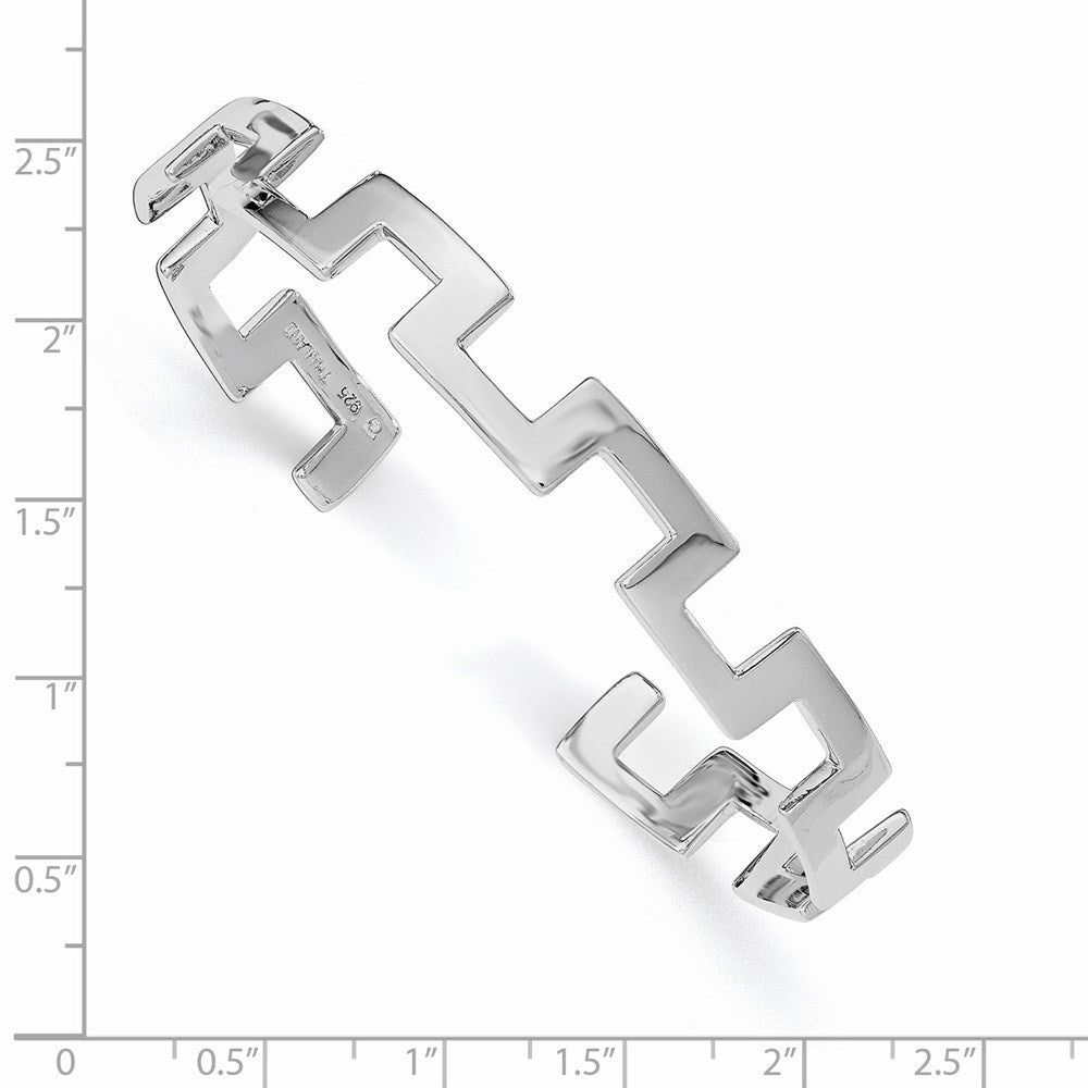 Sterlingsilber Rhodiniert Poliert Fantasie Manschette Armreif
