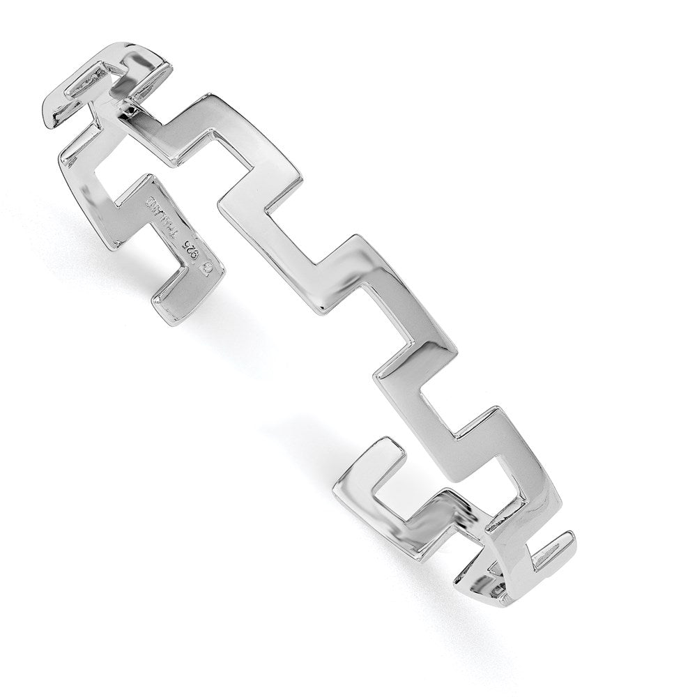 Sterlingsilber Rhodiniert Poliert Fantasie Manschette Armreif