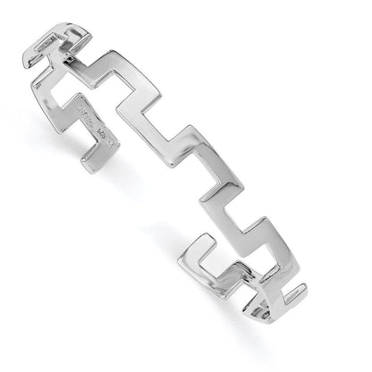 Sterlingsilber Rhodiniert Poliert Fantasie Manschette Armreif