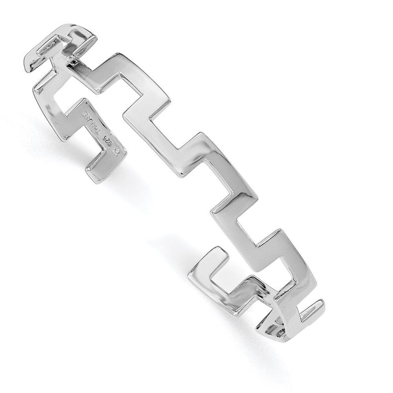 Sterlingsilber Rhodiniert Poliert Fantasie Manschette Armreif