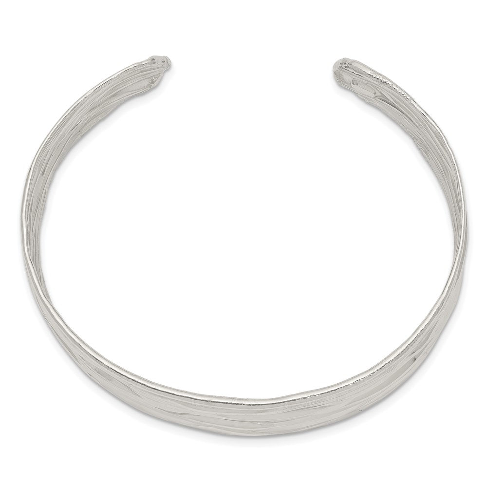 Sterlingsilber Rhodiniert Schlicht 6mm Gehämmert Bands Armreif