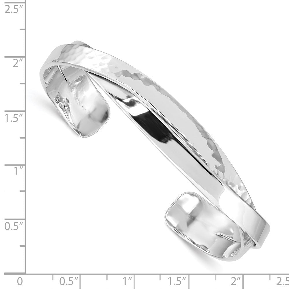 Sterlingsilber Rhodiniert Schlicht 6mm Gehämmert Bands Armreif