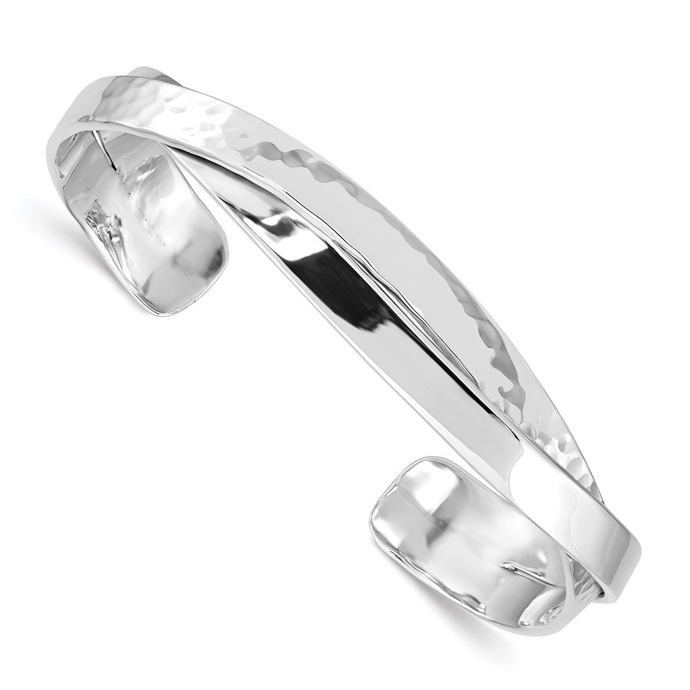 Sterlingsilber Rhodiniert Schlicht 6mm Gehämmert Bands Armreif