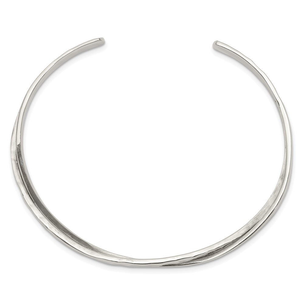 Sterlingsilber Rhodiniert Schlicht 3mm Gehämmert Bands Armreif