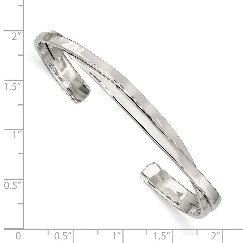 Sterlingsilber Rhodiniert Schlicht 3mm Gehämmert Bands Armreif