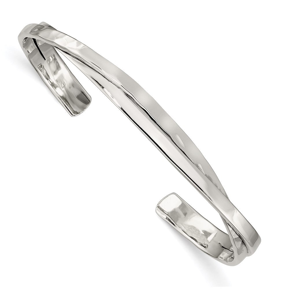 Sterlingsilber Rhodiniert Schlicht 3mm Gehämmert Bands Armreif