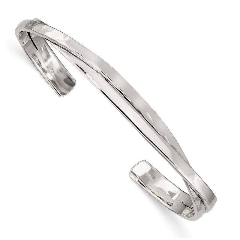 Sterlingsilber Rhodiniert Schlicht 3mm Gehämmert Bands Armreif