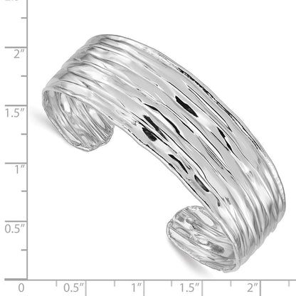 Sterlingsilber Rhodiniert Strukturiert Manschette Armreif